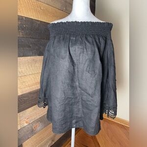 NEW Chico's Linen Off-Shoulder
Cutwork Crochet Blouse Top Size 20